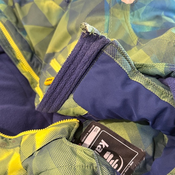 Kamik Green & Blue Geometric Hooded ski Jacket Boys sz 10 - Picture 14 of 16